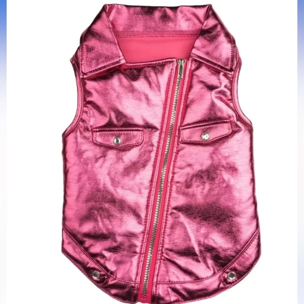 NWT Doggy Parton metallic Moto dog jacket S